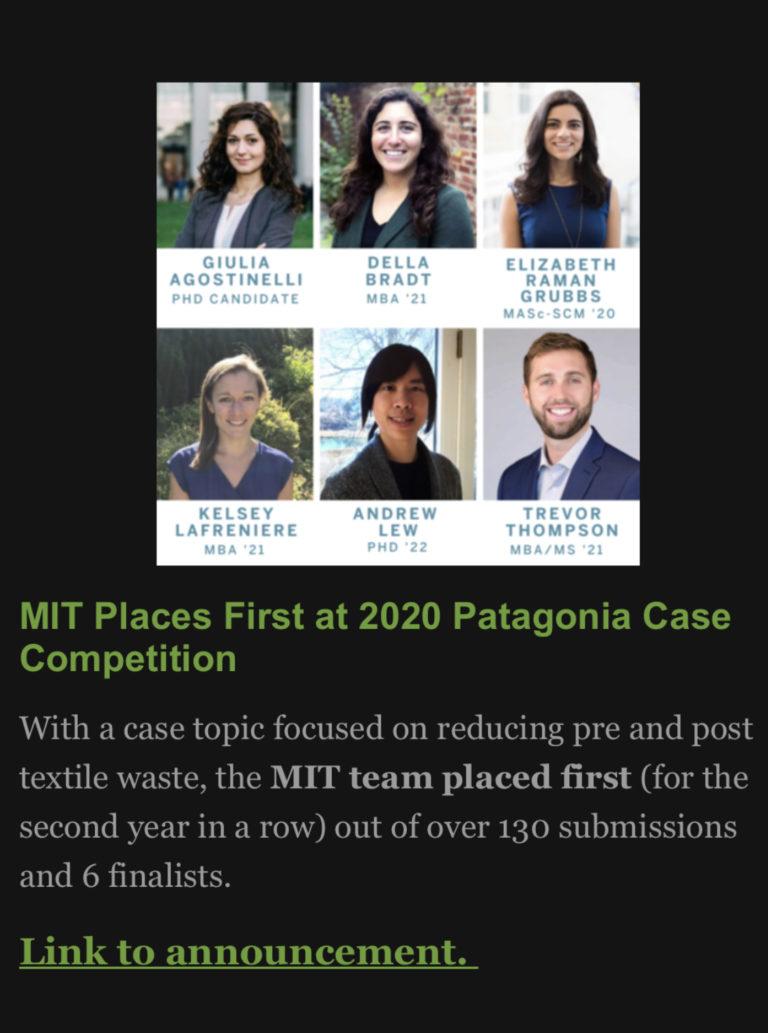 Won 2020 Patagonia National Case Competition