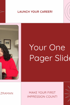 Career One Pager Slide Template for Networking